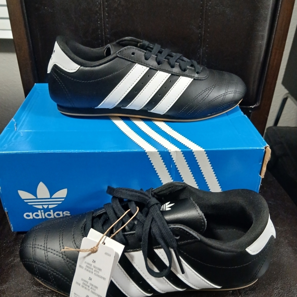 Adidas Men's Black Sneakers with White Stripes